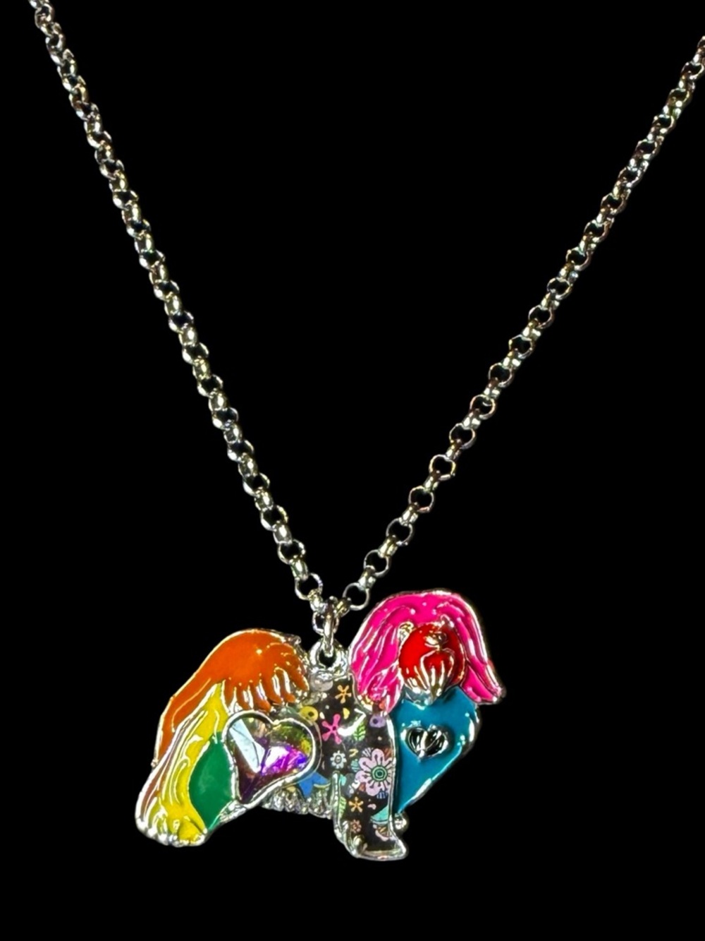 Metal Havanese Dog Pendant Adjustable Necklace with Multicolor Enamel Accents - Picture 6 of 6
